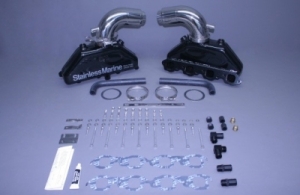 Stainless Marine BB Manifolds 8.1 / 496 Merc With Stainless Risers With Special Brackets - 01-1250010-00