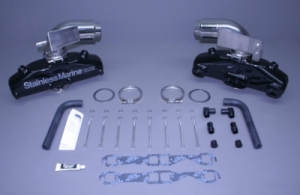 STAINLESS MARINE SBC Manifolds with Stainless Risers & Brackets Kit